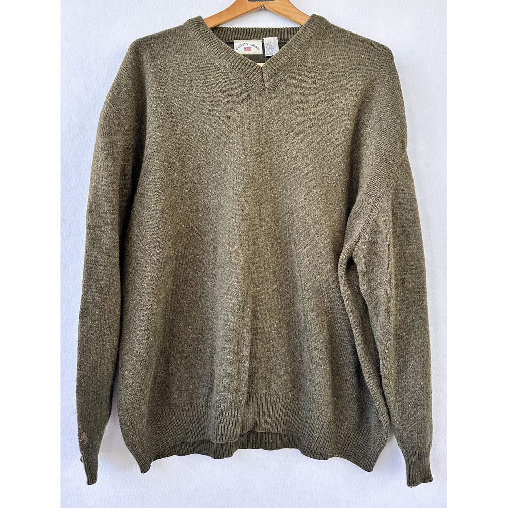 County Seat Wool Blend Sweater Men's L Green Heritage Preppy Office